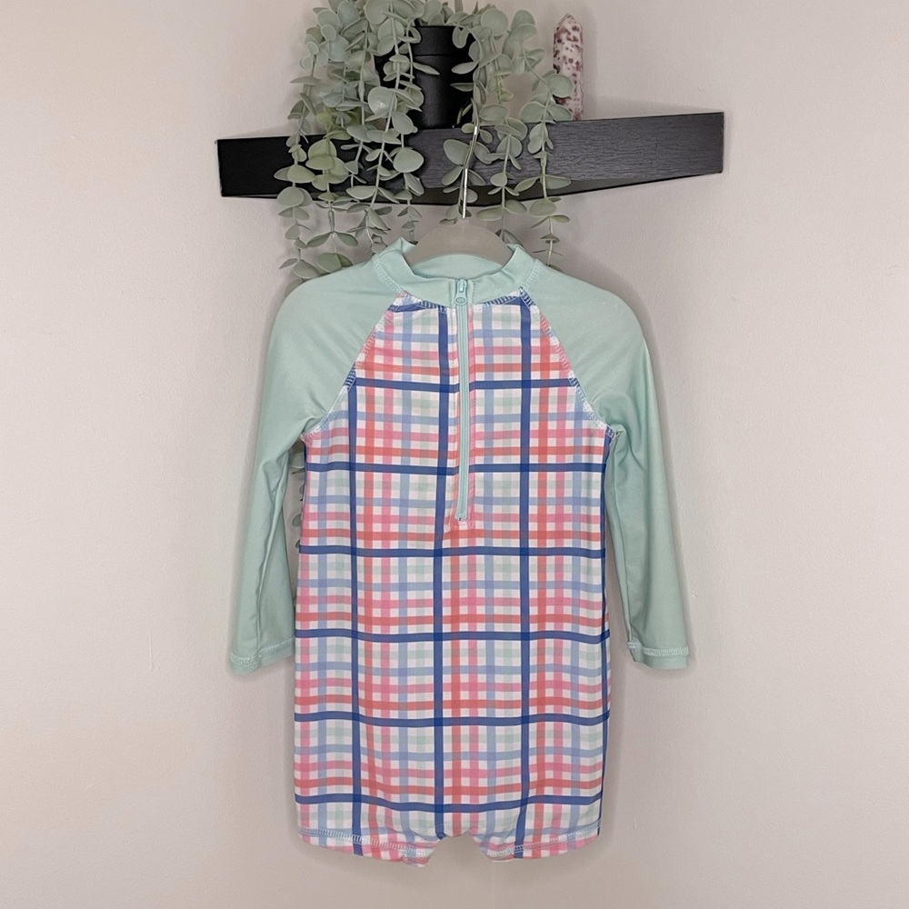 EUC Crown & Ivy Colorful One Piece Long Sleeve Swimsuit 24 Months